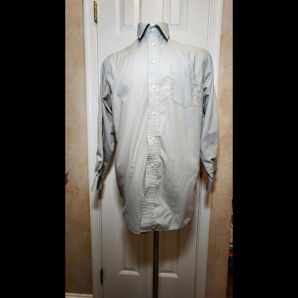 Weaverland Collection Button Shirt 15 1/2 32/33 Grey Polyester‎ Blend